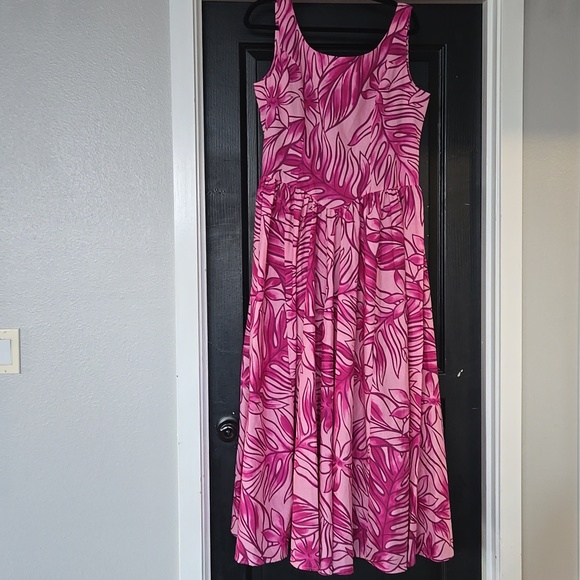 cc fashions Dresses & Skirts - CC Fashions Hawaii Vintage Pink Tropical Princess Seam Maxi Dress Size 11/12
